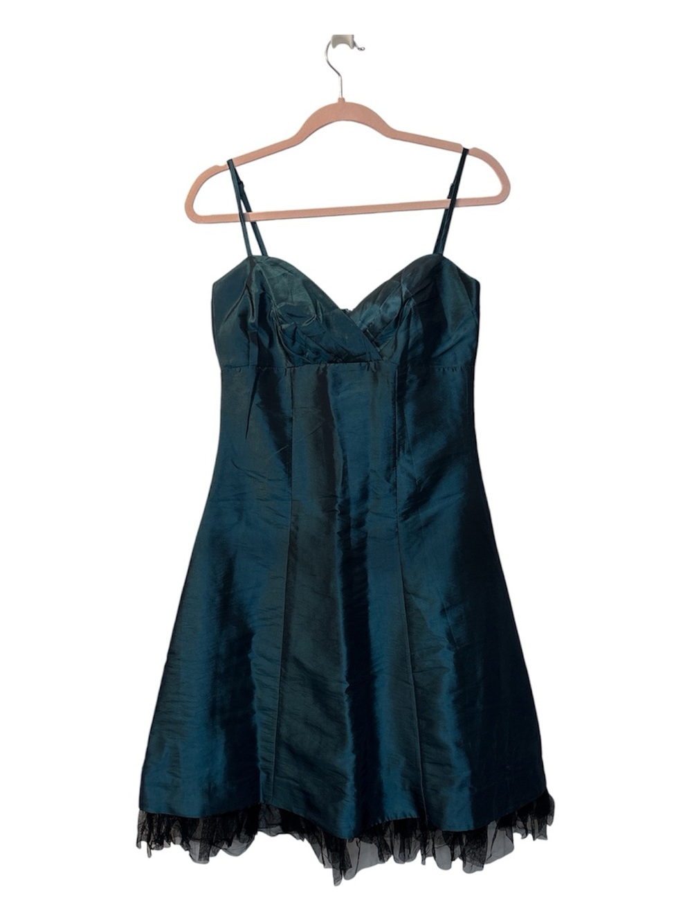 ⭐️ X:S Clothing Metallic Teal Cocktail Dress with Tulle Hem - size Small